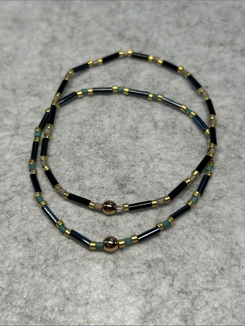 Delicate Black and Gold Beaded Women's bracelets
